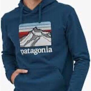 PATAGONIALINE LOGO RIDGE UPRISAL HOODED SWEATSHIRT CRATER BLUE Mens S